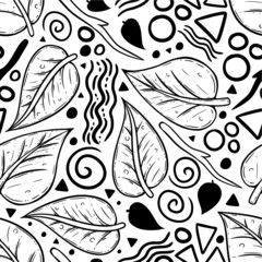 Leaf Doodle Vector Seamless Surface Pattern Design
