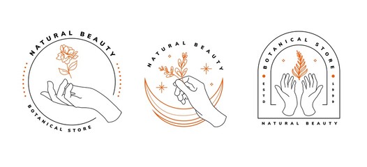 feminine botanical and nature logo template design
