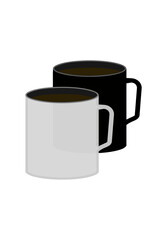 Design of Black and white, Coffee Mugs filled with coffee