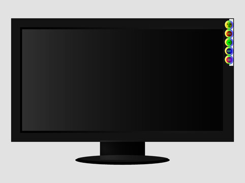 Black color, flat LED TV vector graphic design