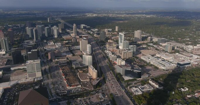 Drone view of the Galleria mall area in Houston, Texas. This video was filmed in 4k for best image quality.