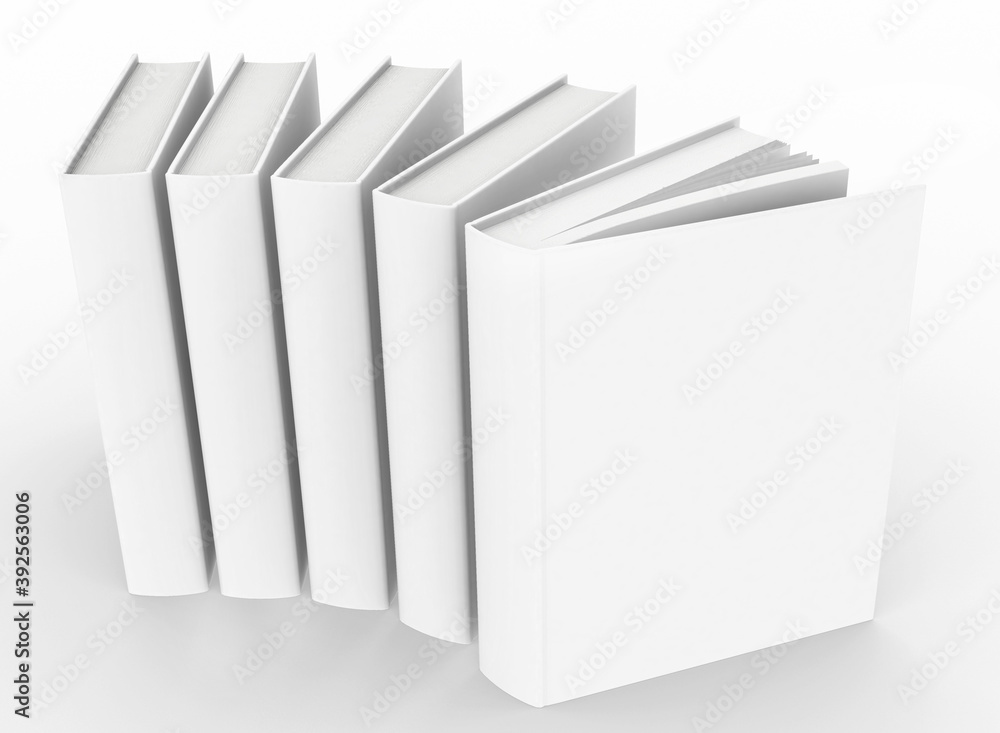 Poster template empty book mockup set white background , 3d rendering