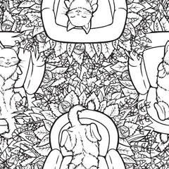 Cute Couch Potato Cat Seamless Surface Pattern Design