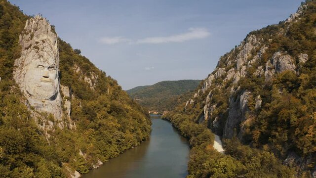Aerial, The Colossal Head of Decebalus, King Of The Dacians, Romania