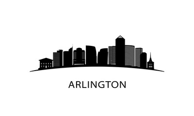 Fototapeta premium Arlington, Virginia city skyline. Black cityscape isolated on white background. Vector banner.