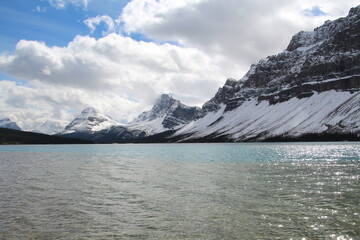 Obraz premium Clouds Over Bow Lake, Banff National Park, Alberta
