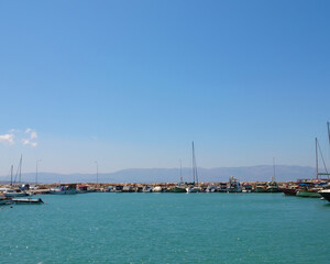Fototapeta na wymiar Marina, Beautiful view in summer sea and sky