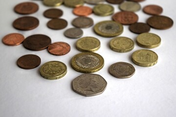 coins on the white background