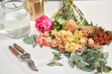 Bouquet 011. Flowers bunch, set for home. Fresh cut flowers for decoration home. European floral shop. Delivery fresh cut flower.