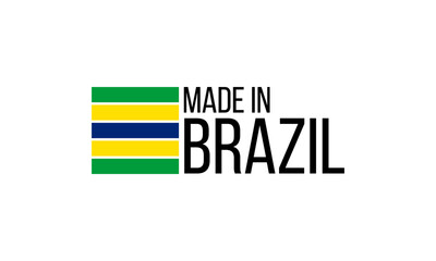 Fototapeta premium made in brazil, vector logo with brazilian flag