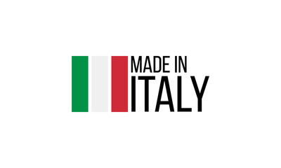 made in italy, vector logo with italian flag