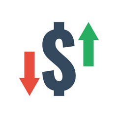 dollar sign with up and down arrows