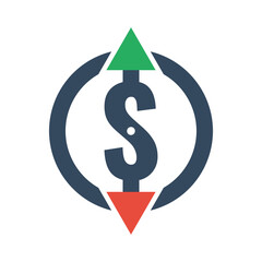 compass with arrows and dollar sign