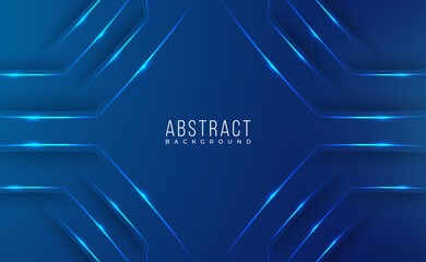 Modern 3d dark blue shiny abstract background with glowing edges and shadows