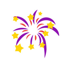 vector illustration of birthday fireworks, happy new year, happy christmas in purple color. isolated icon on white screen