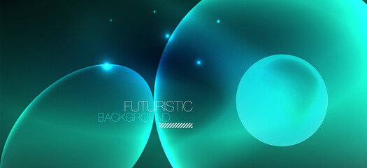 Neon ellipses abstract backgrounds. Shiny bright round shapes glowing in the dark. Vector futuristic illustrations for covers, banners, flyers and posters and other