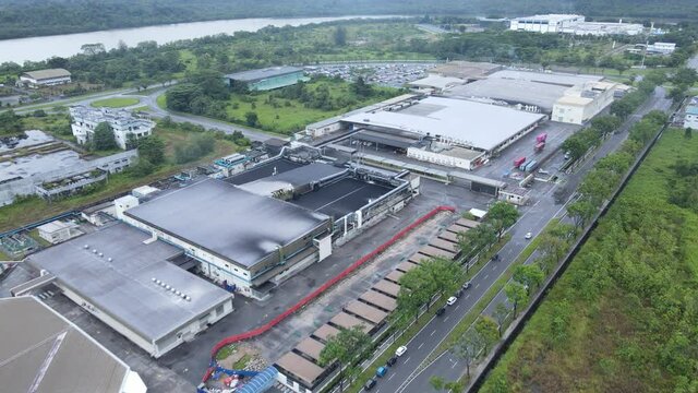 Kuching, Sarawak / Malaysia - November 14, 2020: The Samajaya Light Industrial Zone where all the major electronics, solar and semiconductor plants are located