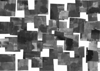 Painting, contemporary Modern Art. gray black and white gradient, gouache acrylic paint in collage mosaic technique, abstract texture hand drawn background for your design.
