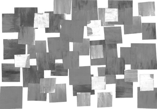Painting, contemporary Modern Art. gray black and white gradient, gouache acrylic paint in collage mosaic technique, abstract texture hand drawn background for your design. © EkaterinaP
