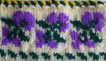 colorful knitwear, handmade pattern in detail view