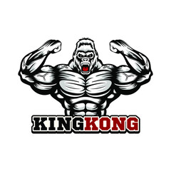 muscular king kong logo vector 