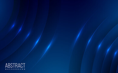 Modern 3d dark blue shiny abstract background with glowing edges and shadows