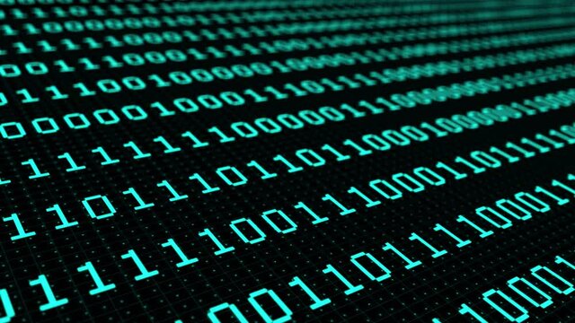Futuristic digital data binary code green color screen. Digital abstract background. Cyber technology.