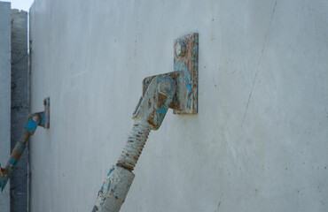 The steel arm supporting on the precast concrete wall