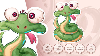 Cute crazy snake - funny sticker
