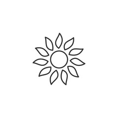 Sun with petals rays icon. Flat symbol.