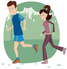 Jogging couple in park