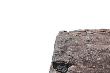 Cliff stone located part of the mountain rock isolated on white background.