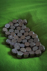 Coins of Malaysia. Financial Planning concept .The coins are arranged in value. Wrapped with clear tape for easy exchange at the shop. © ellinnur