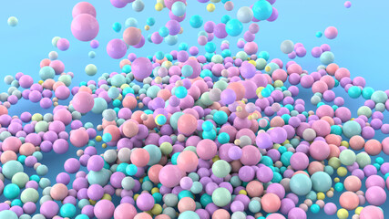 Illustration of falling colored balls. 3D Render