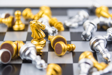 Chess game competition business concept , Business competition concept Fighting and confronting problems.