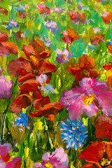 Fototapeta na wymiar Flowers paintings monet painting claude impressionism paint landscape flower meadow oil