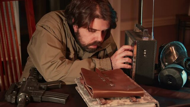 prepper listening to short wave radio