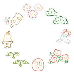 シンプル　丸　お正月　フレーム