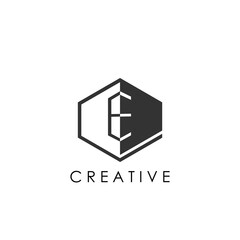 Simple Geometric Letter E Initial Logo Concept Hexagon with negative space letter for Apartment Real Estate, Property, hotel and Architecture Business.