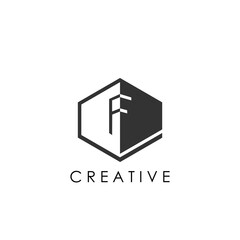 Simple Geometric Letter F Initial Logo Concept Hexagon with negative space letter for Apartment Real Estate, Property, hotel and Architecture Business.