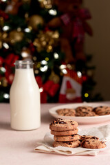 chocolate chip cookies and milk