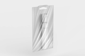 Perfume atomizers template realistic spray case for fragrance.open packaging isolated on white background. 3d illustration