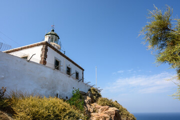 Akrotiri Lighthouse on the south coast of the island of Santorini