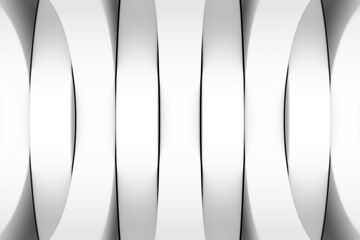 Black and white semicircle abstract background 3D render illustration