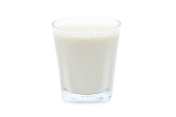 Glass of milk isolated on white background. From top view.