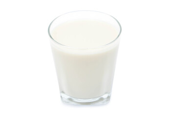 Glass of milk isolated on white background. From top view.