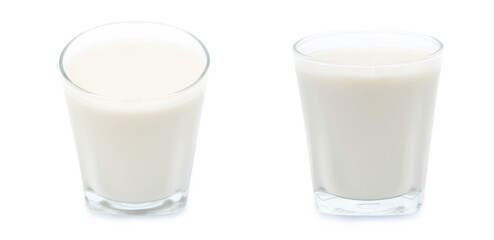 Glass of milk isolated on white background.