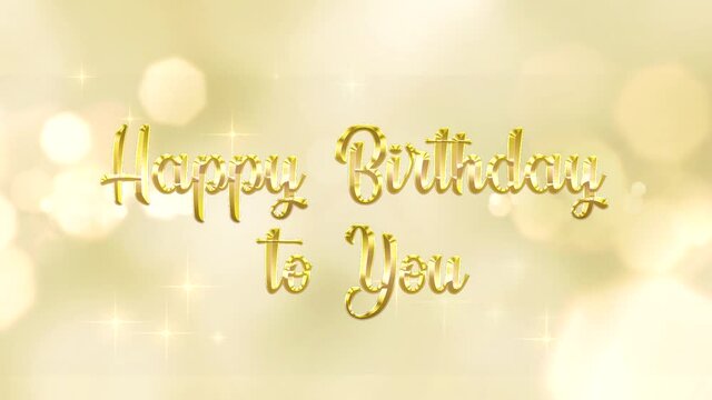 Happy birthday dear - words from the song inscription in gold letters on a festive background.	