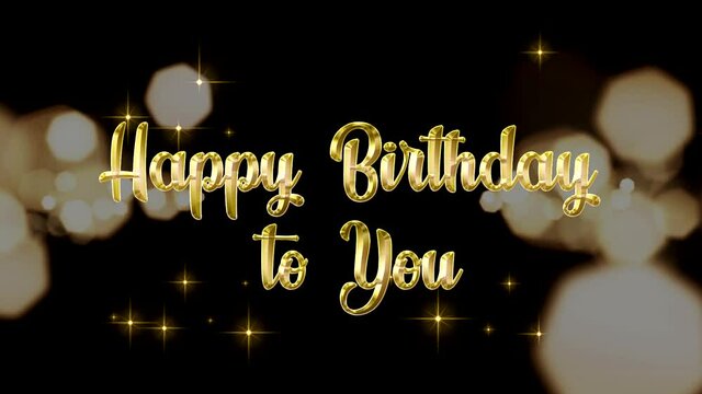Happy birthday dear - words from the song inscription in gold letters on a festive background.