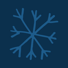 Snowflake simple doodle illusatration. Hand drawn snow element isolated on white background. Winter season, Christmas celebration